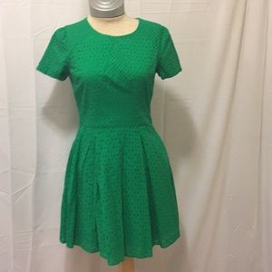 Kelly Green Eyelet SS Fit and Flare Dress